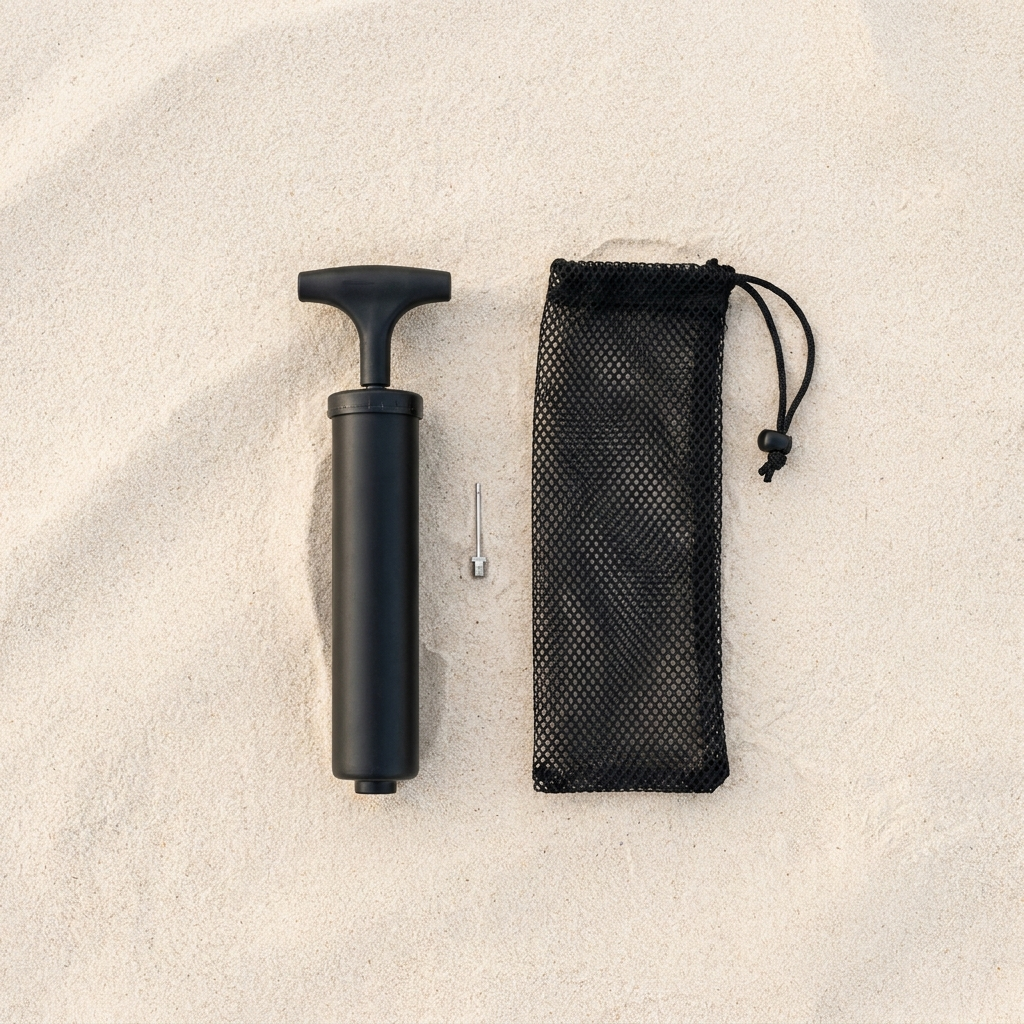FlowBall Pump & Bag Kit - hand pump, needle and mesh carry bag